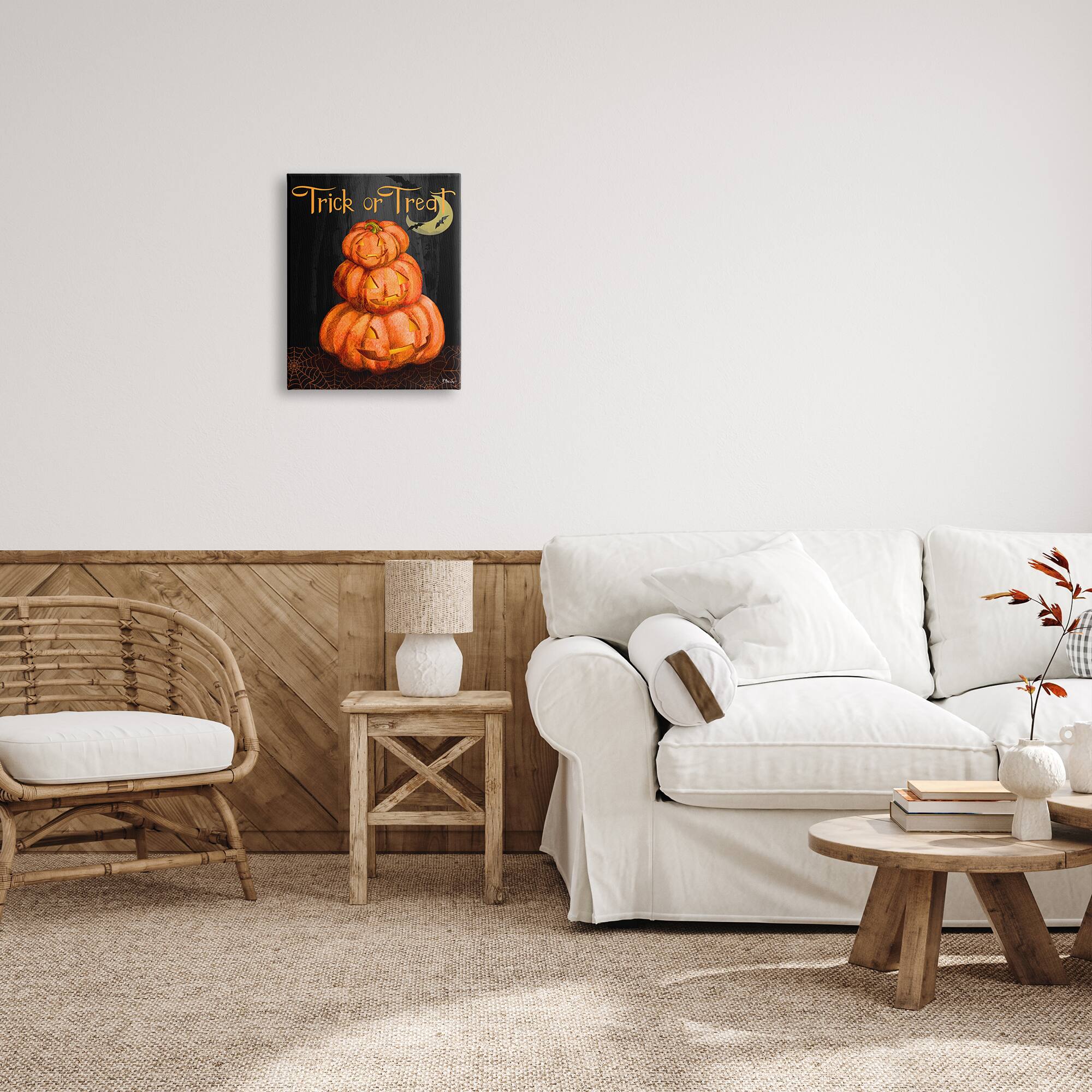 Stupell Industries Trick Or Treat Halloween Jack-o-Lantern Canvas Wall Art